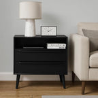 HULALA HOME End Table with Charging Station, Mid-Century Modern 2 Drawer and - Image 6
