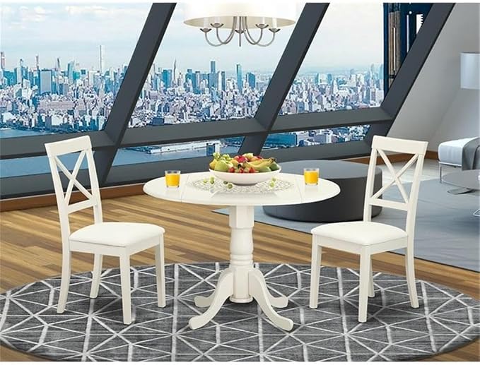 East West Furniture DLBO3-LWH-LC 3 Piece Modern Dining Table Set Contains a - Image 2