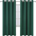 Blackout Curtains 66 x 72 Inch Long Dark Green Curtains Set of 2 Panels Room - Image 2