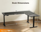 Casaottima 71 Inch Reversible Electric L Shaped Standing Desk, Height - Image 3