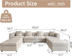 Guyii Velvet U-Shaped Sectional Sofa, Oversized 8-Seater Convertible Couch - Image 2