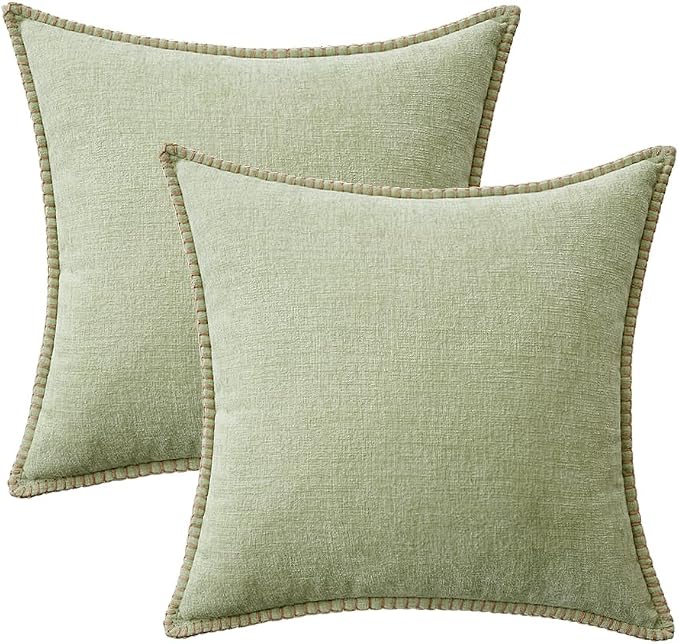 MIULEE Decorative Couch Throw Pillow Covers 16x16 Inch Light Green 2 Pack | - Image 6