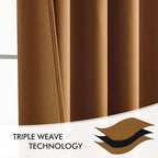 MIULEE Golden Brown Back Tab Blackout Curtains 52x90 Inch Long 2 Panels Set | - Image 7
