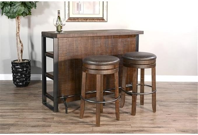 Pemberly Row 3-Piece Set with Gorgeous Bar Unit and 2 Backless Swivel BarStools - Image 5