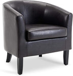 BELLEZE Accent Barrel Chair, Linen Round Chair Club Tub Sofa Corner Chair by BELLEZE