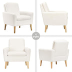 White Accent Chair Set of 2 for Living Room, Fluffy Comfy Reading Leisure - Image 7