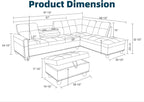 97.5" Red L Shaped Couch Set Leather, Modular Sectional Couches - Image 2