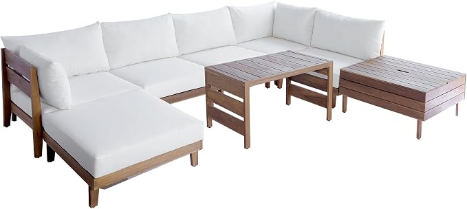 VilroCaz 8-Piece Acacia Wood Outdoor Patio Sofa Set, Modular Sectional - Image 8