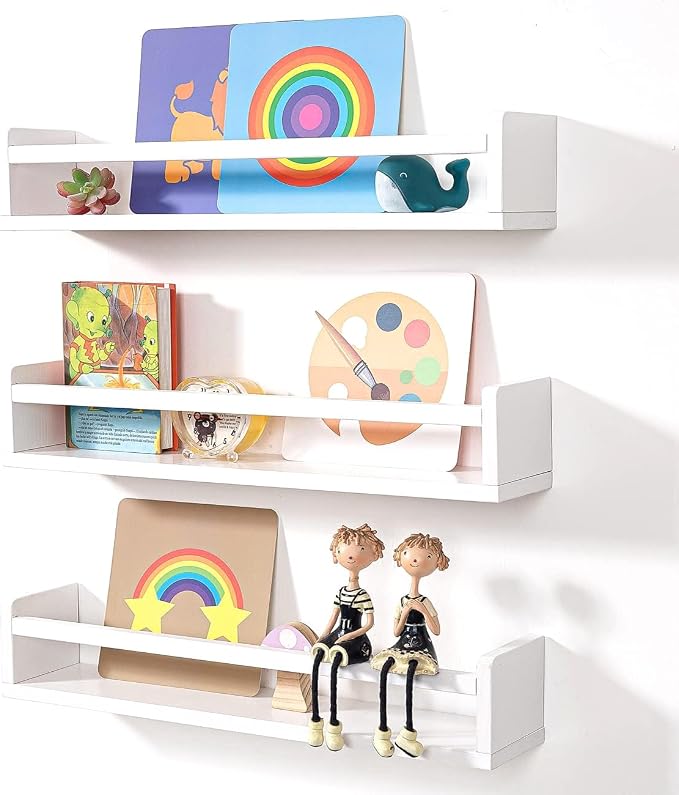 AZSKY Nursery Bookshelves White, 24 Inch Floating Bookshelves - Image 8