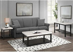 Picket House Furnishings Evie Wood Frame & Marble Top Console Table-White/Black - Image 2