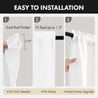 MIULEE Set of 4 Pure White 45 Inch Short Blackout Kitchen Window Curtains | - Image 5