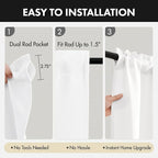MIULEE 4 Panels Set Pure White Blackout Curtains 63 Inch Length Bedroom | - Image 6