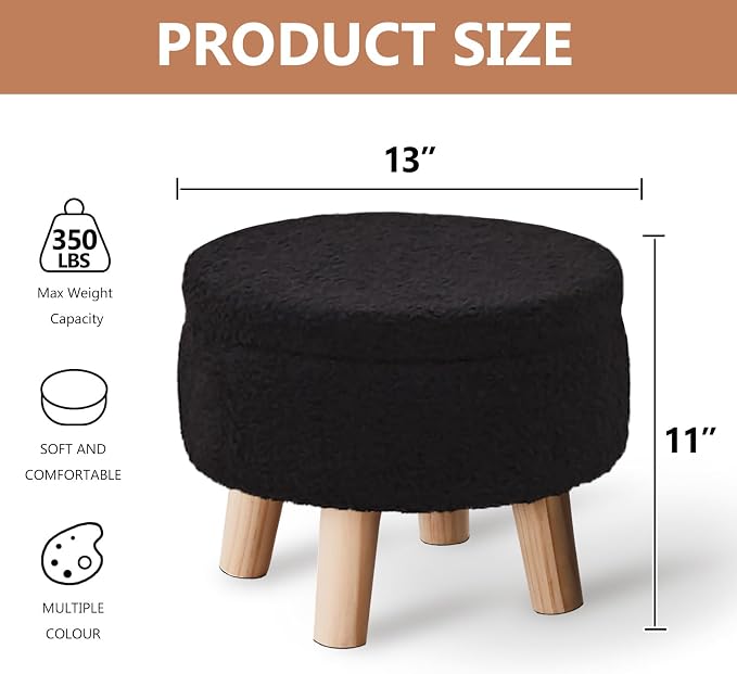 Wimarsbon Storage Ottoman, Modern Round Footrest - Image 3