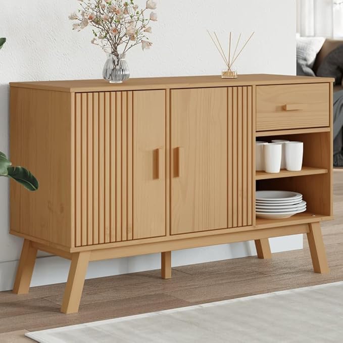 Scandinavian Solid Pine Sideboard by Unknown