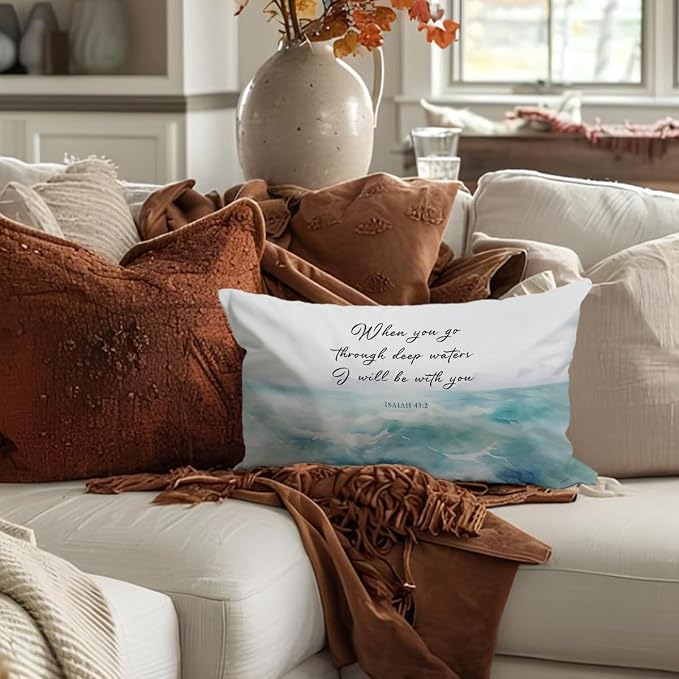 Beach Bible Throw Pillow Cover 12x20 - Image 2