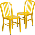 Flash Furniture Gael Commercial Grade 2 Pack Yellow Metal Indoor-Outdoor Chair by FlashFurniture