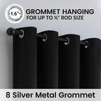 SimpleHome Black 100% Blackout Curtains Room Darkening Living Room 72 Inch | - Image 6