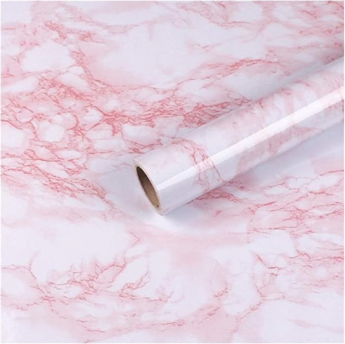 practicalWs 15.7in x 472.4in White/Pink Marble Stick Paper Peel and Stick by practicalWs