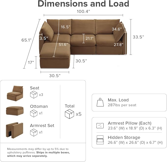 mopio Oversized Modular Sectional Sofa - Image 2