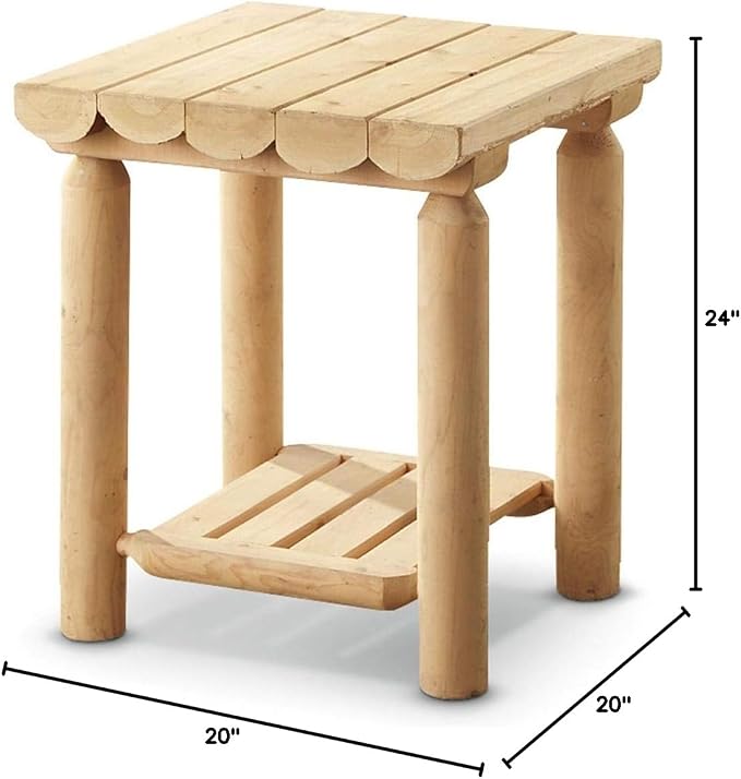 CASTLECREEK Cedar Log Side Table Nightstand, Rustic Natural Unfinished Wood End - Image 3