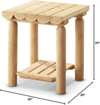CASTLECREEK Cedar Log Side Table Nightstand, Rustic Natural Unfinished Wood End - Image 3