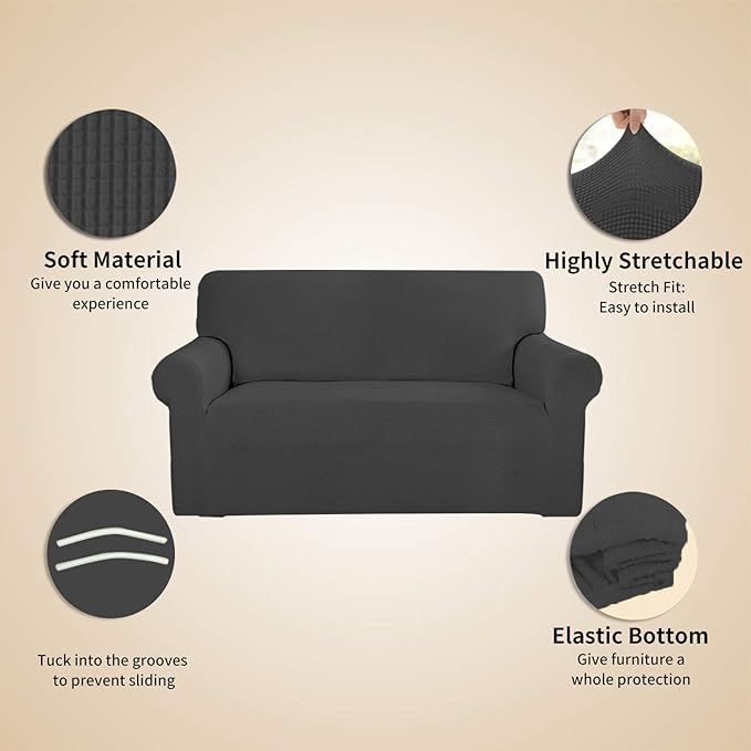 Easy-Going Stretch 4 Seater Oversized Sofa Couch Cover Dark Gray | 1-Piece - Image 4