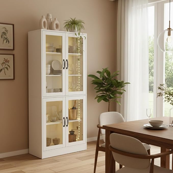 holzart Modern White 5-Tier Display Cabinet - Image 7