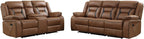 EBELLO Manual Recliner Sofa Set, Faux Leather Reclining Living Room Furniture - Image 7