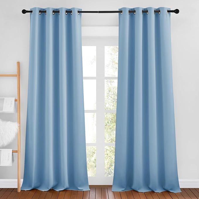 NICETOWN Blue Curtains 96 inches Long, Grommet Thermal Insulated Blackout by NICETOWN