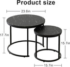 aboxoo Round Nesting Coffee Table Side Set of 2 End Tables - Image 3