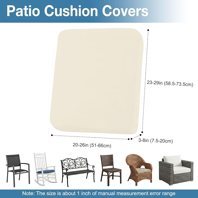 Waterproof Outdoor Cushion Covers, Stretch Patio Slipcovers | UV Resistant - Image 6