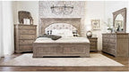 Pemberly Row Solid Wood Queen Panel Bed, Driftwood Gray Finish, Upholstered - Image 2