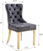 KCC Velvet Dining Chairs Set of 6, Upholstered High-end Tufted Dining Chair - Image 3