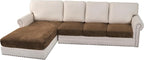 H.VERSAILTEX Velvet Stretch Sectional Couch Covers 4 Pieces Sofa Seat Cushion by HVERSAILTEX