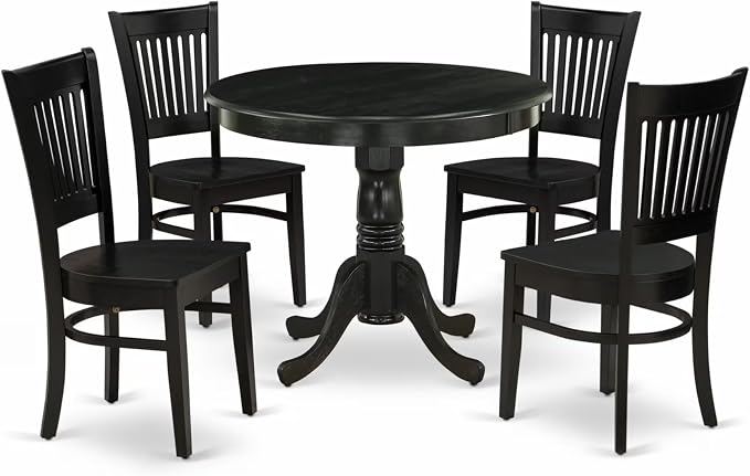 East West Furniture ANVA5-BLK-W 5 Piece Modern Dining Table Set Includes a by EastWestFurniture