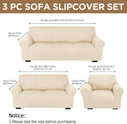 Peryiter 3 Pcs Couch and Loveseat Covers Set Sofa Cover - Image 2