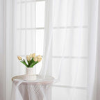 Chyhomenyc White Sheer Curtains 63 Inches Long 2 Panels, Light Filtering Bright - Image 5