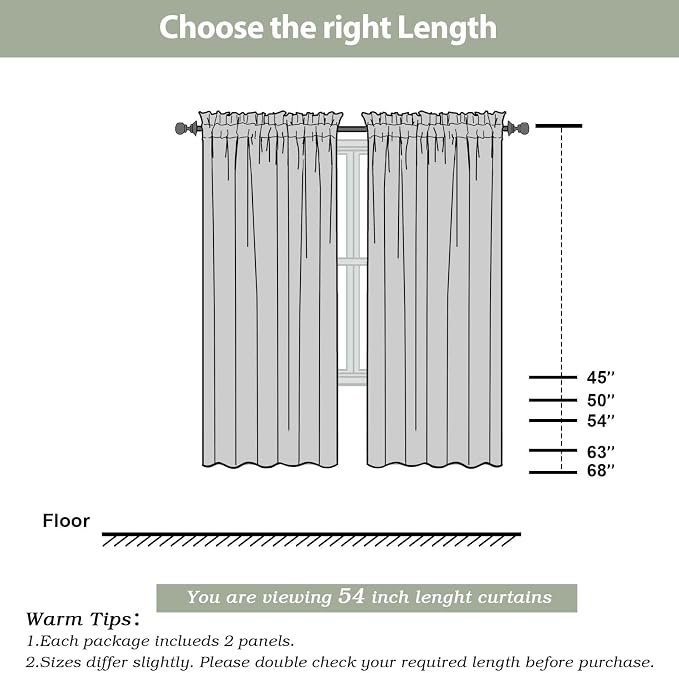 Sheer Curtains 54 inches Long 2 Panels Set, Rod Pocket Curtain Sheers - Image 4