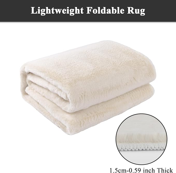 SHACOS Extra Soft 4x6 Faux Rabbit Fur Area Rugs - Image 5