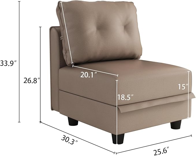 LLappuil Modular Sectional Sofa Middle Module Storage Seat - Image 2
