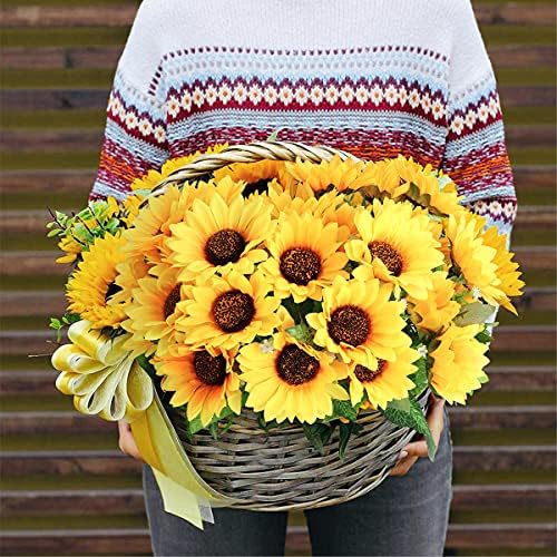 Mocoosy 4 Bunches Artificial Sunflower Bouquets, Fake Sunflowers with Stems, Silk Wildflowers Realistic Yellow Faux Sun Flowers for Wedding Decorations Fall Floral Arrangements Home Garden Table Decor - Image 7