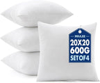 MIULEE 20x20 Pillow Inserts 4 Pack, 100% Virgin Fiber Filling Throw Pillows | by MIULEE