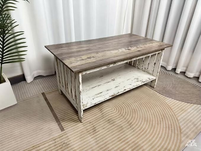 YOSHOOT 39.4" Farmhouse Coffee Table by YOSHOOT