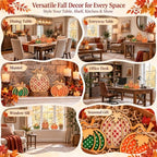 AstraVox 3Pcs Wooden Pumpkin Fall Decor, Rustic Autumn Decorations for Home - Image 6