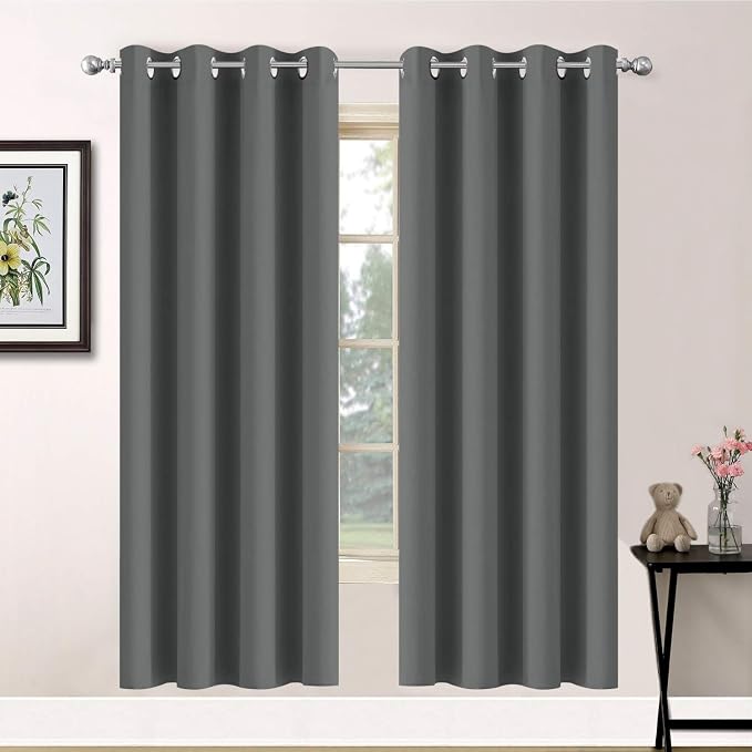 Yakamok Room Darkening Curtains 52x63 inch Length Dark Grey-Living Room | 2 by Yakamok