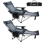 Reclining Camping Chair with Removable Footrest Lounge Chair with Headrest - Image 9
