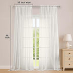 Ivory Sheer Curtains, Sheer Curtains 96 inches Long 2 Panels Set, Rod Pocket - Image 2