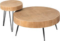 COZAYH 2-Piece Round Nesting Coffee Table Set, Natural Wood Top by COZAYH
