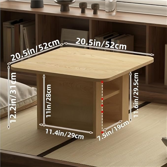 Japanese Style Solid Wood Side Table – Square Coffee Table - Image 2