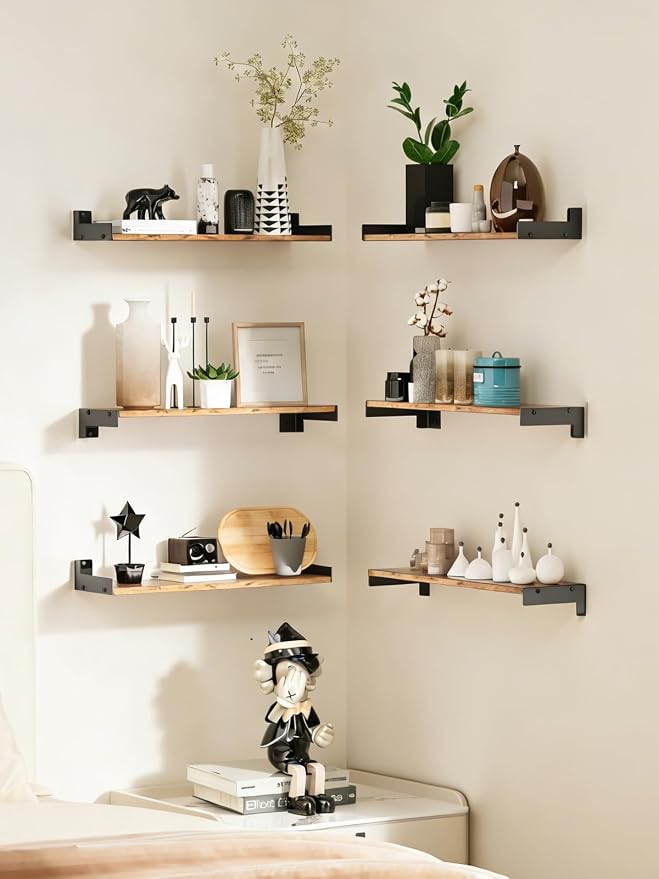 Floating Shelves for Wall, Shelves for Decor Storage Set of 6, Wall Mounted - Image 2